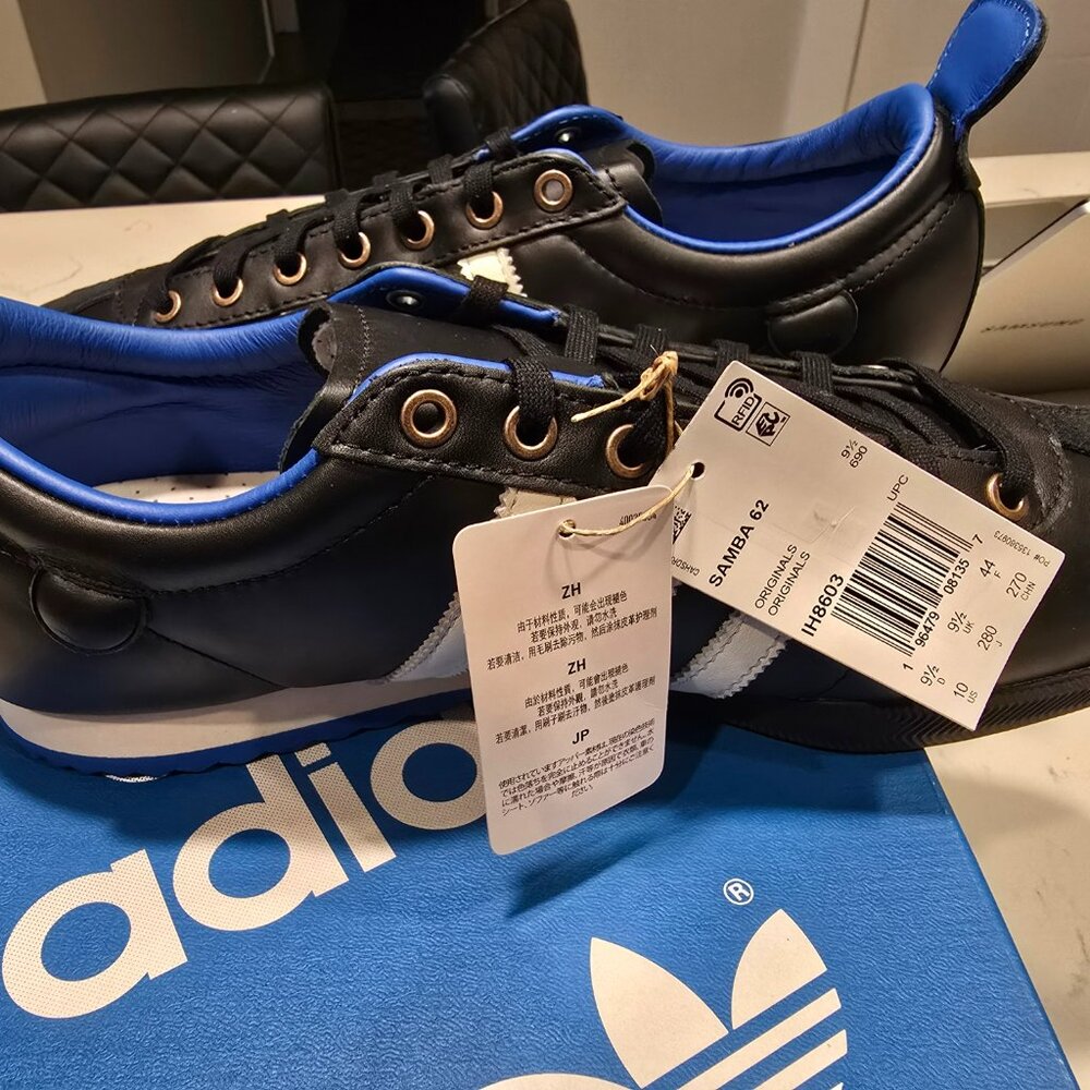 adidas Originals Samba 62 IH8603 Core Black Cloud White Blue Bird Men Shoes 10 - Picture 5 of 13